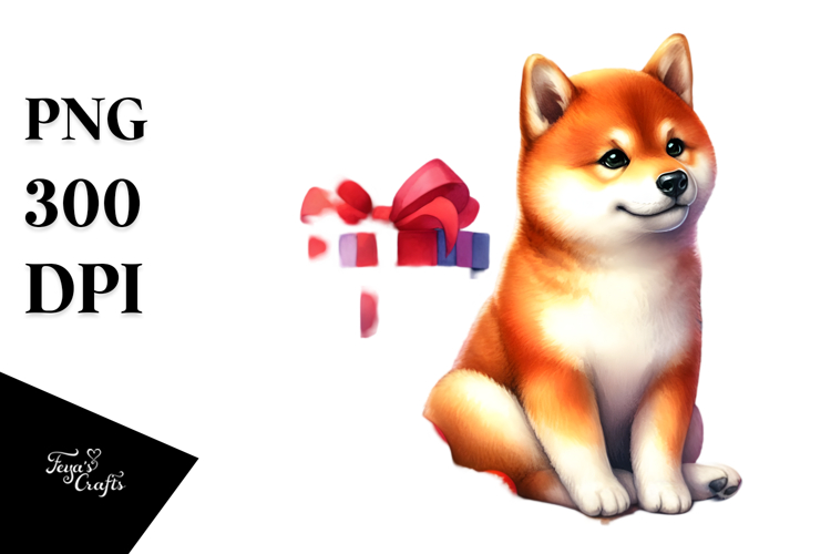 Cute Collie with Christmas Gifts PNG