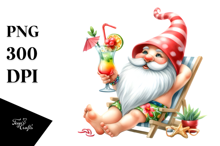 Whimsical Gnome Drinking Cocktail PNG