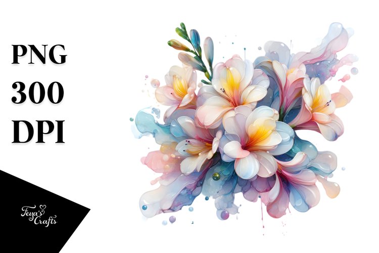 Shiny Freesia Watercolor PNG example image 1