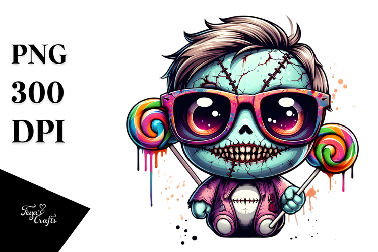 Funny Haunted Doll Wearing Sunglasses PNG