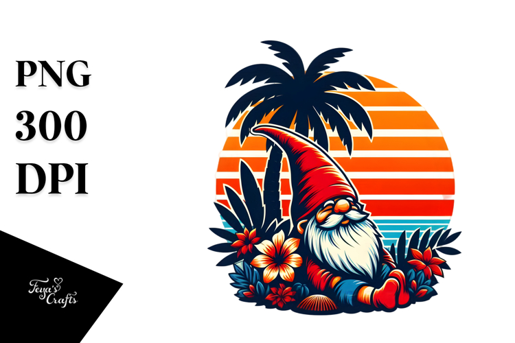 Retro Tropical Gnome Sunset, 20 oz Tumbler