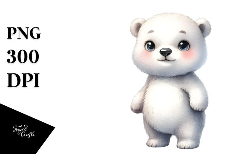 Cute Baby Polar Bear Watercolor Illustration | Sublimation |