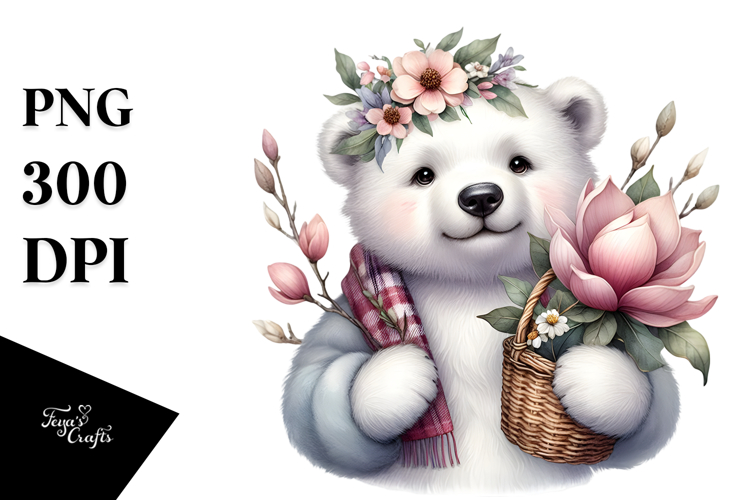 Detailed Whimsical Polar Bear PNG