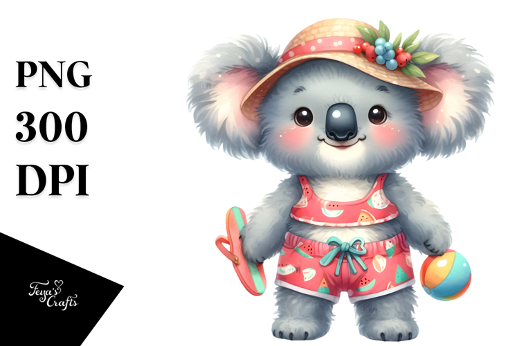 Cute Baby Koala Beachwear PNG