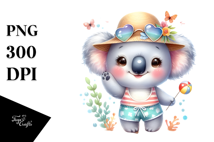 Cute Baby Koala Beachwear PNG