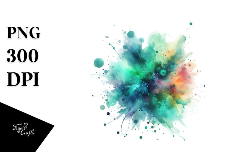 Colorful Greenish Watercolor Splash | Sublimation Clipart