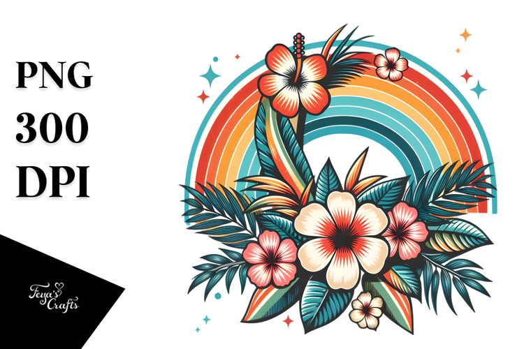 Tropical Flower Rainbow PNG