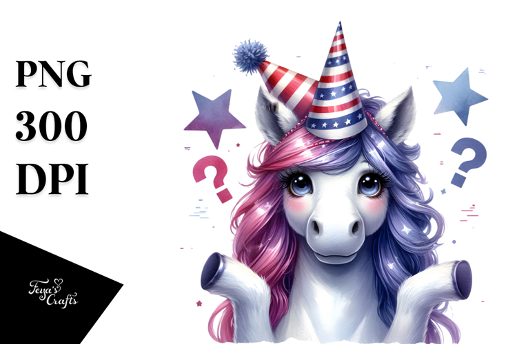 Watercolor Unicorn Portrait Party Hat | Sublimation |