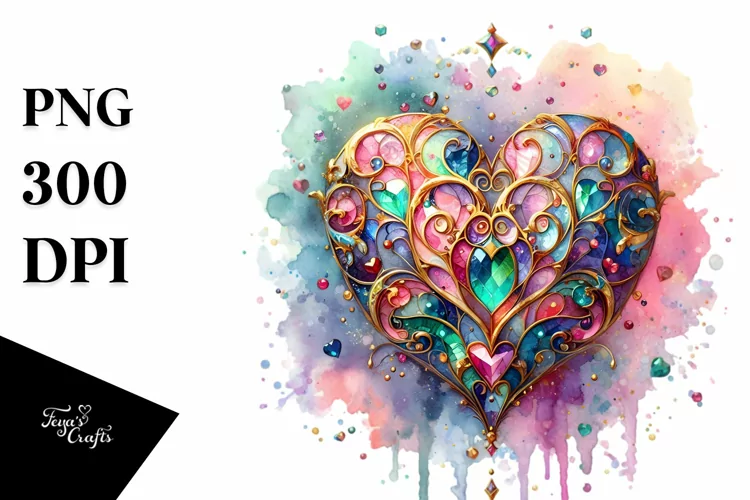 Colorful Heartglass, High-Res PNG