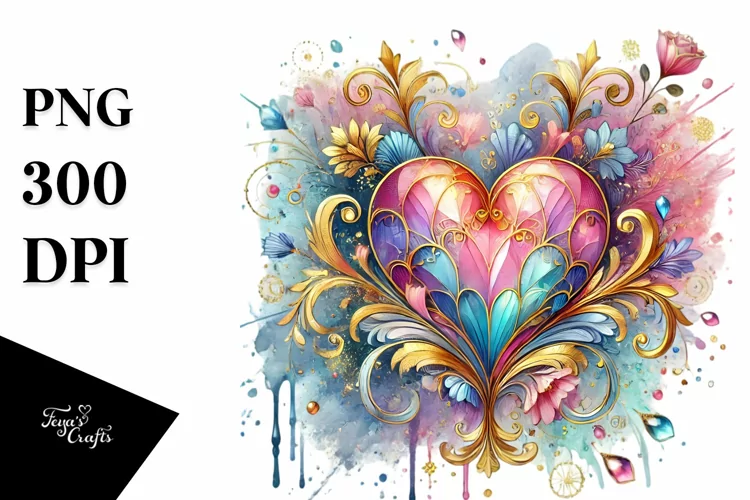 Colorful Heartglass, High-Res PNG