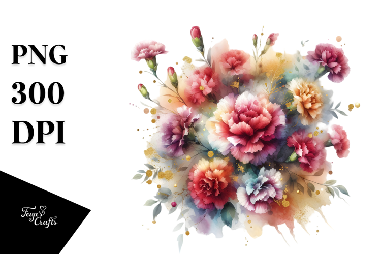 Watercolor Abstract Small Carnation