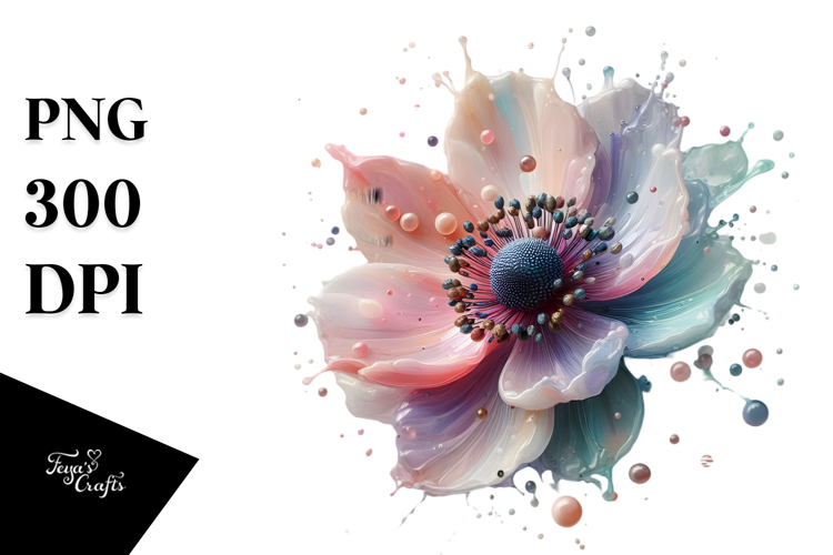 Pastel Anemone in with Metallics, Transparent PNG