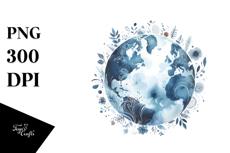 Washed Blueish Whimsical Earth Centered Clipart
