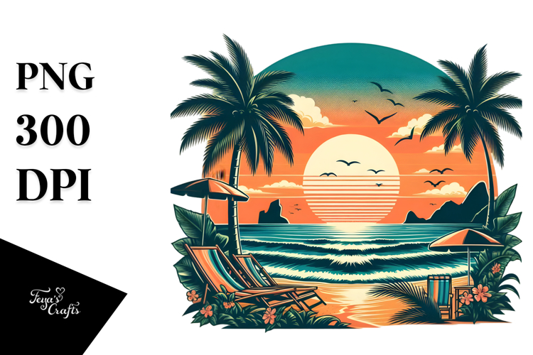 Retro Beach Sunset Clipart Tshirt, 20 oz Tumbler