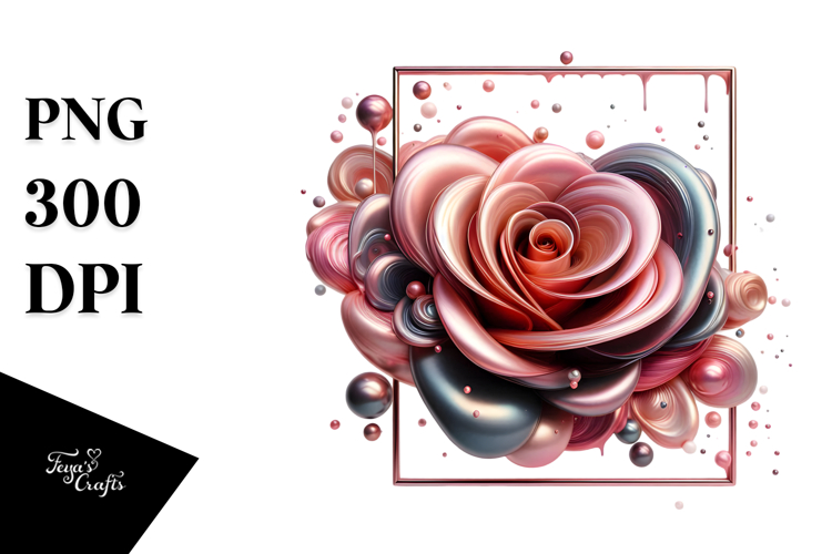 Abstract Glossy Rose Made of Like Material PNG