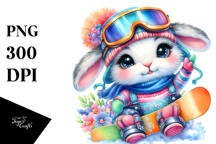 Crazy Baby Bunny with Snowboard