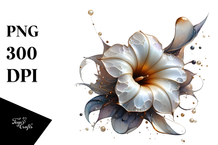 Abstract Glossy Morning Glory Watercolor Splash PNG