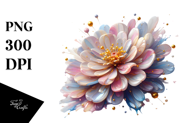 Zinnia with Golden Details PNG