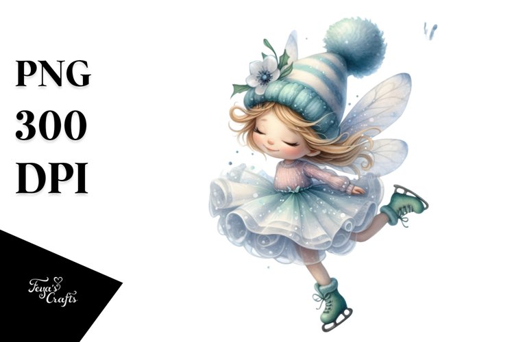 Small Fairy with Snow Flakes Watercolor PNG