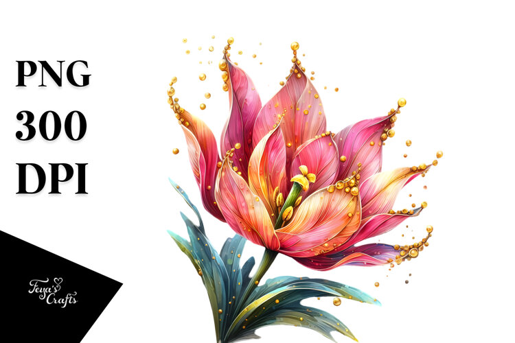 Tulip Watercolor Splash PNG example image 1