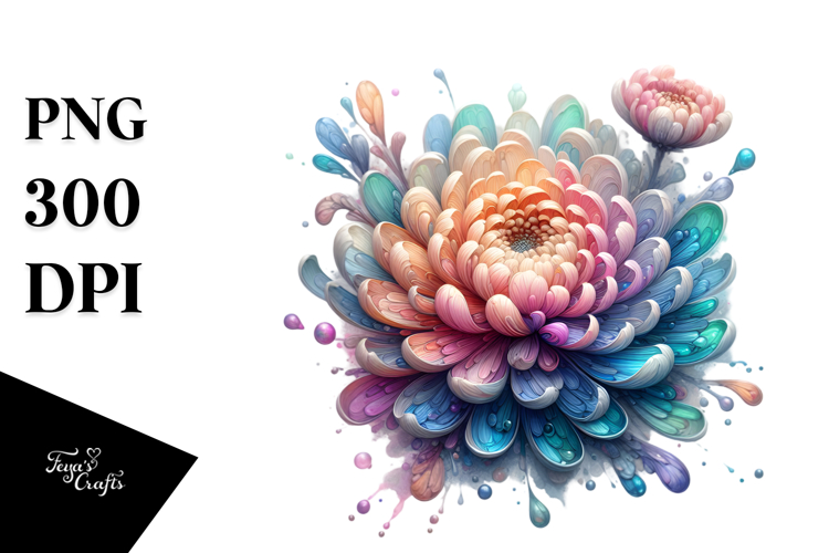 Chrysanthemum Watercolor Splash PNG