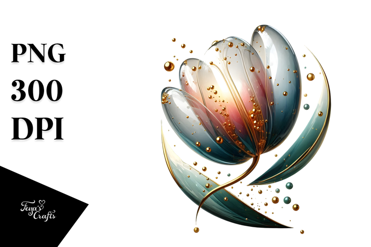 Abstract Glossy Tulip Watercolor Splash PNG