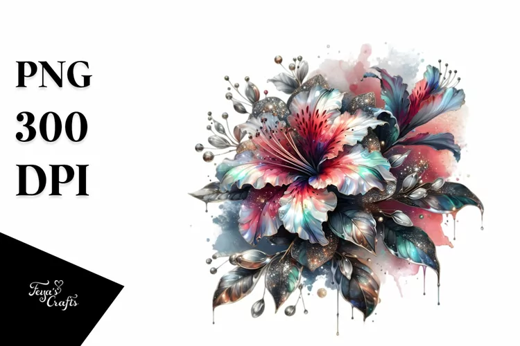 Abstract Shiny Azalea Watercolor Splash | Sublimation
