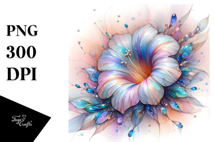 Pastel Morning Glory in with Metallics, Transparent PNG