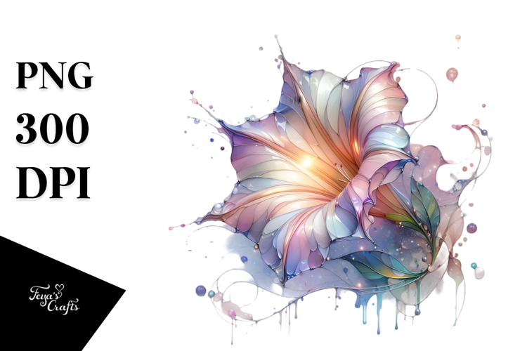 Pastel Morning Glory in with Metallics, Transparent PNG
