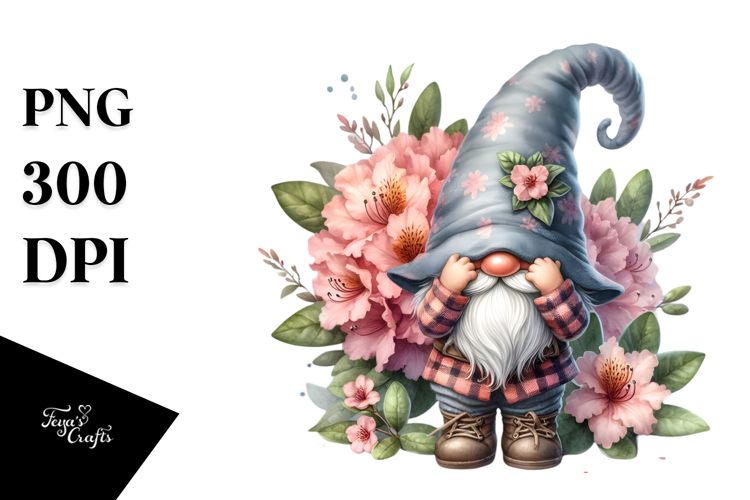 Gnome with Rhododendron PNG