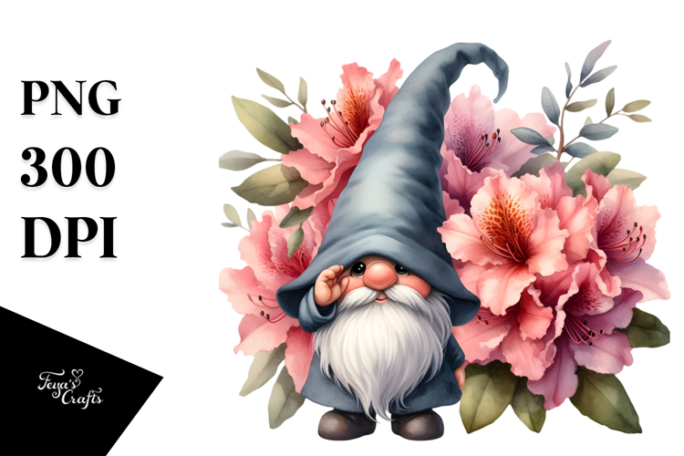 Gnome with Rhododendron PNG