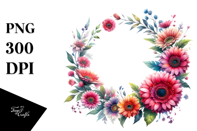 Vibrant Floral Frame with Gerbera, Transparent PNG
