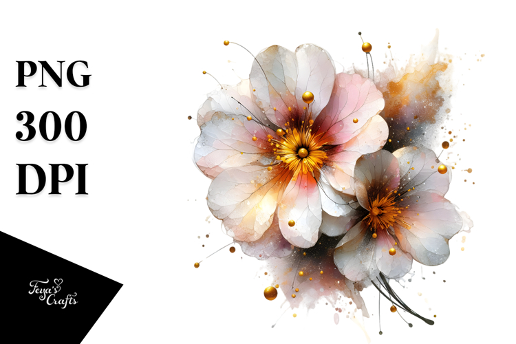 Abstract Primrose with Golden Insertions, Transparent PNG example image 1