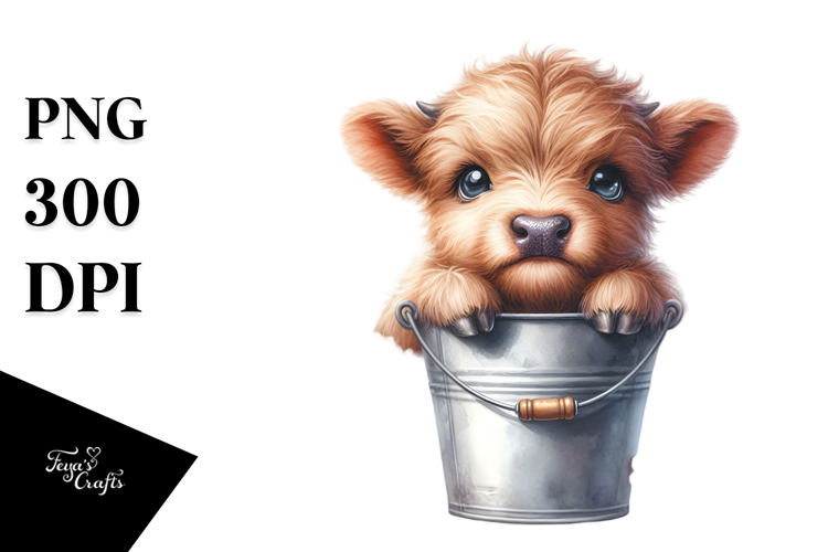 Cute Baby Highland Cow PNG