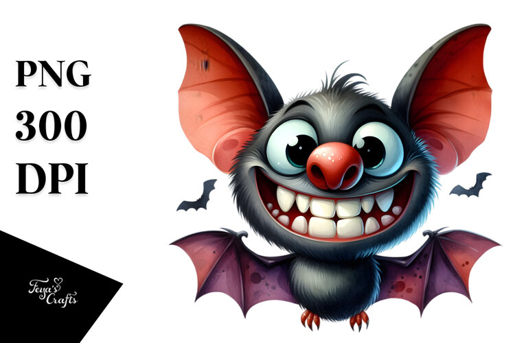 Funny Halloween Bat with Goofy Smile PNG example image 1
