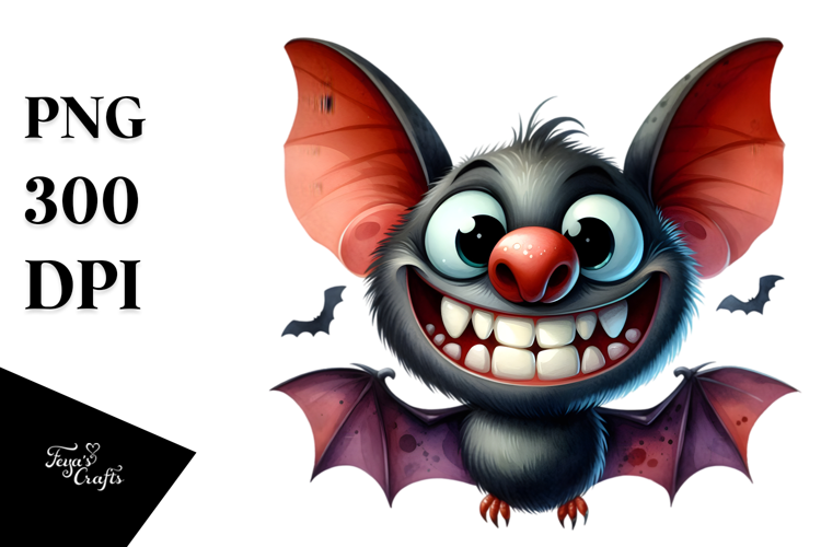 Funny Halloween Bat with Goofy Smile PNG