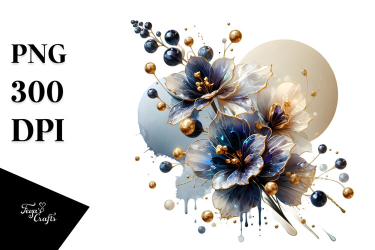 Abstract Glossy Delphinium PNG example image 1