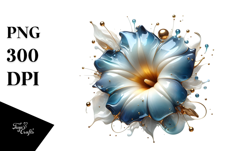 Abstract Glossy Morning Glory Watercolor Splash PNG