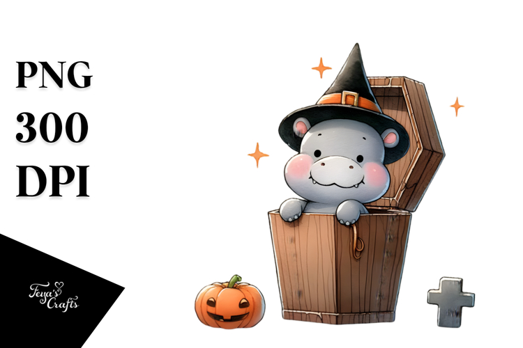 Cute Halloween Baby Hippo, Transparent PNG
