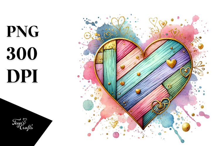 Colorful Wood Heart, Transparent PNG