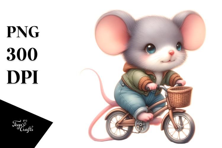 Cute Baby Mouse Playing Cycling Sublimation