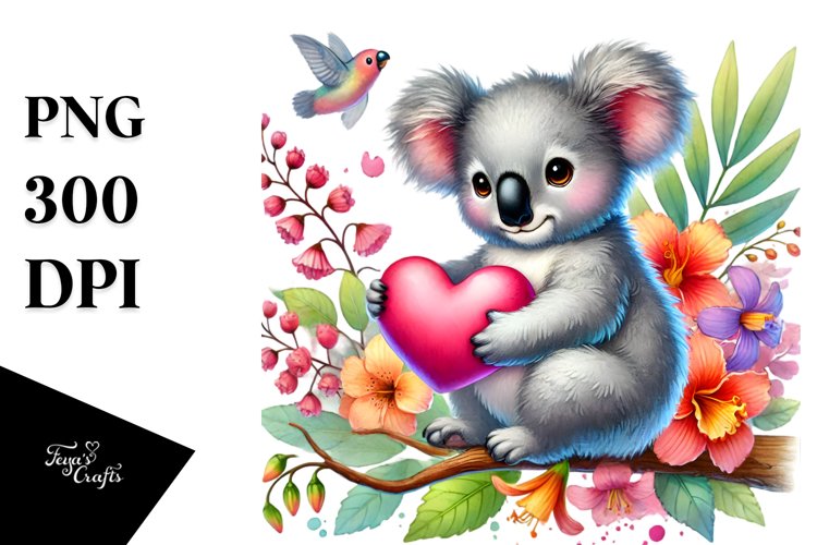 Koala Holding Heart PNG