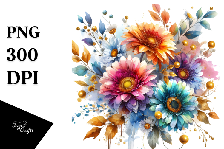 Watercolor Abstract Vibrant with Gerbera | Sublimation |