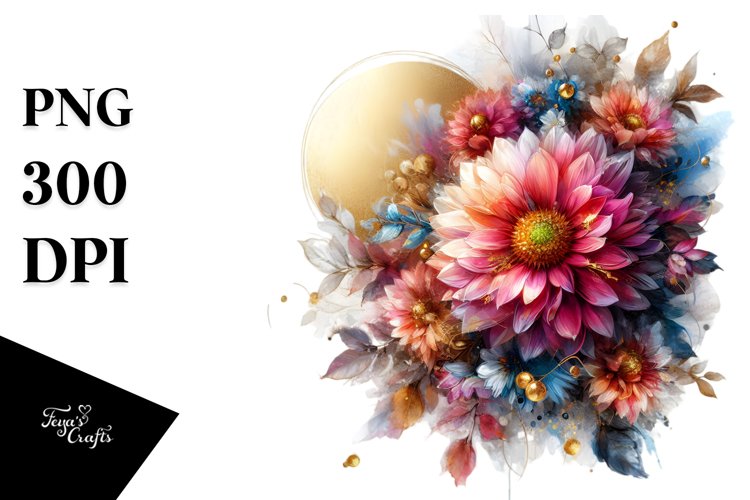 Watercolor Abstract Vibrant with Gerbera | Sublimation | example image 1