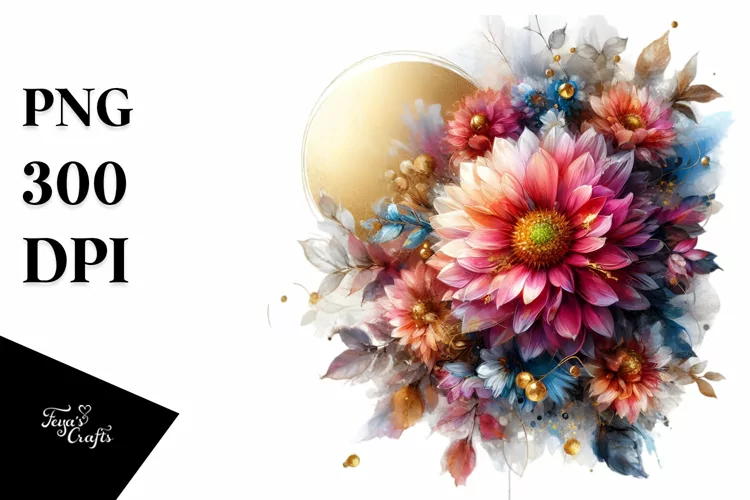 Watercolor Abstract Vibrant with Gerbera | Sublimation |