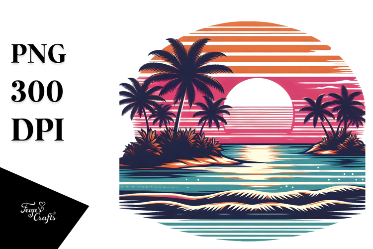 Retro Tropical Island Sunset, 20 oz Tumbler