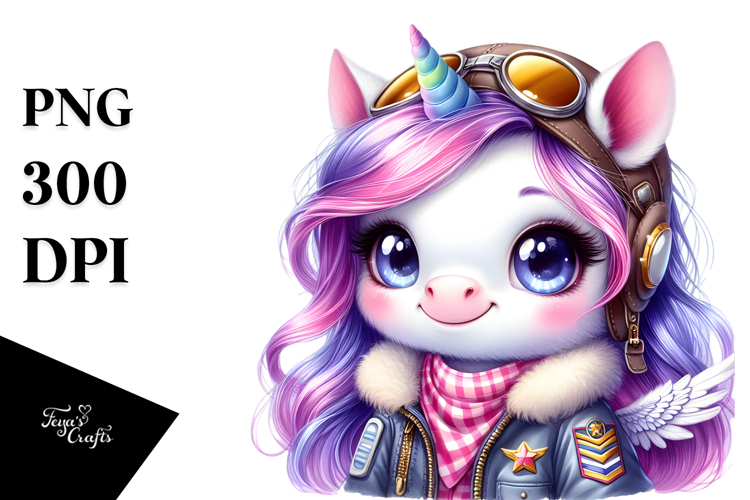 Baby Unicorn in Aviator Suit, SEO PNG example image 1