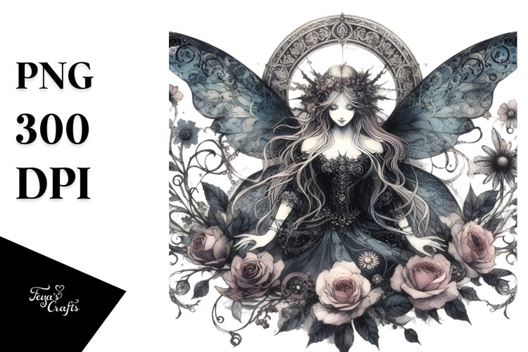 Watercolor Washed Gothic Fairy | Sublimation Clipart