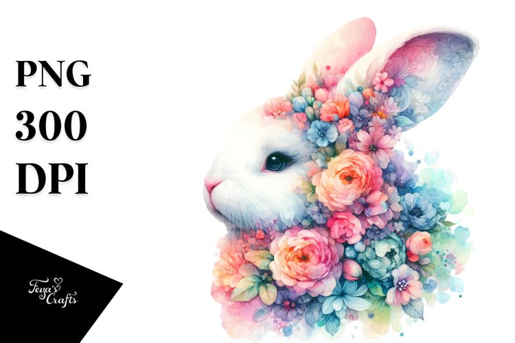 Pastel Floral Bunny | Clipart