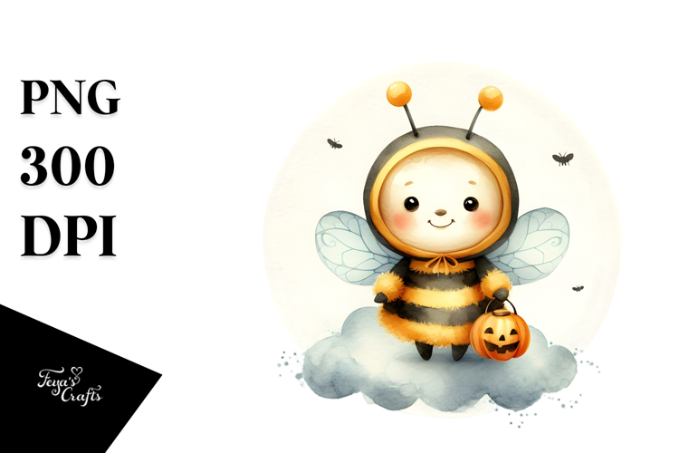 Cute Baby Bee on Cloud PNG